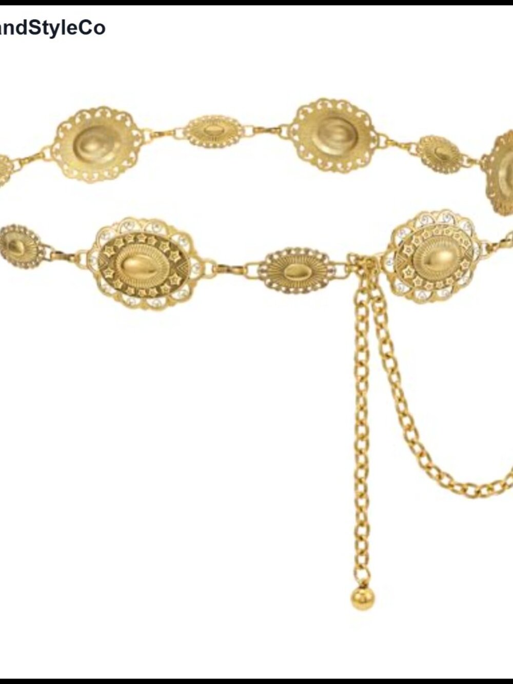 Western Metal Chain Belt Concho Cowgirl Waist Link for Jeans Dresses Concert